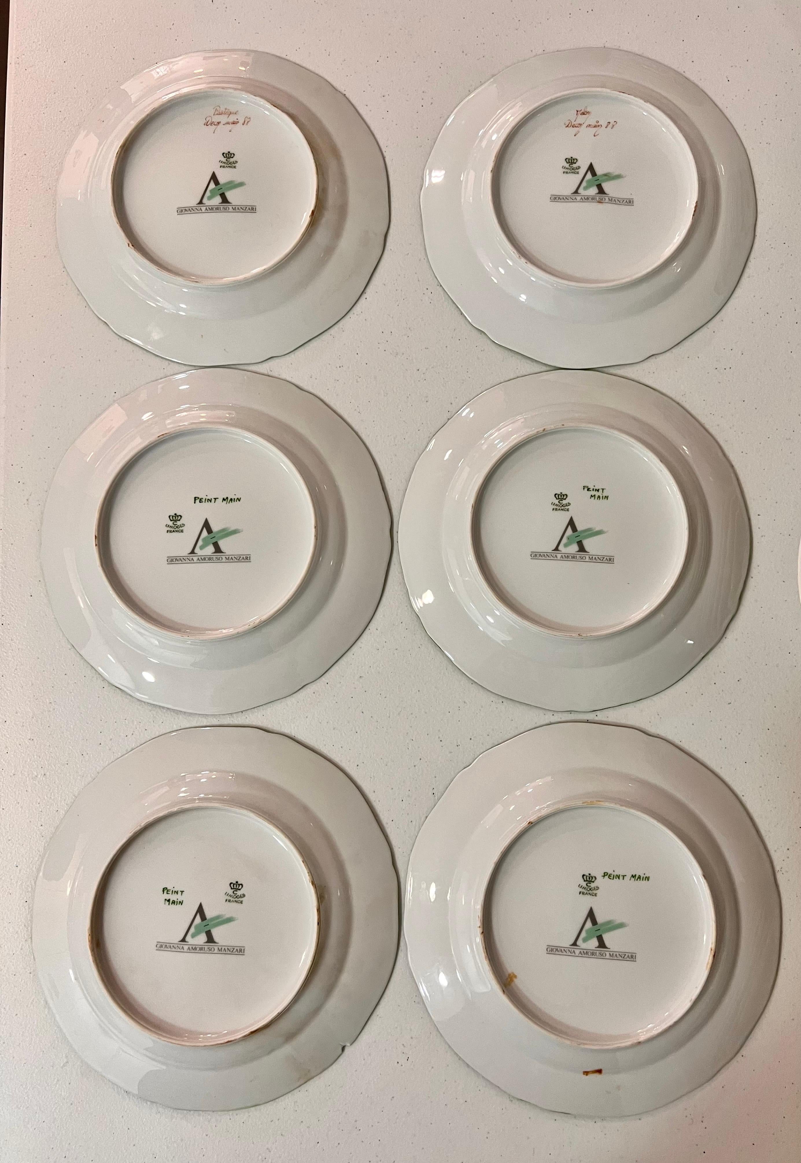 Ceramic Fruit Salad Plates Design by Giovanna Amoruso Manzari for Limoges France For Sale