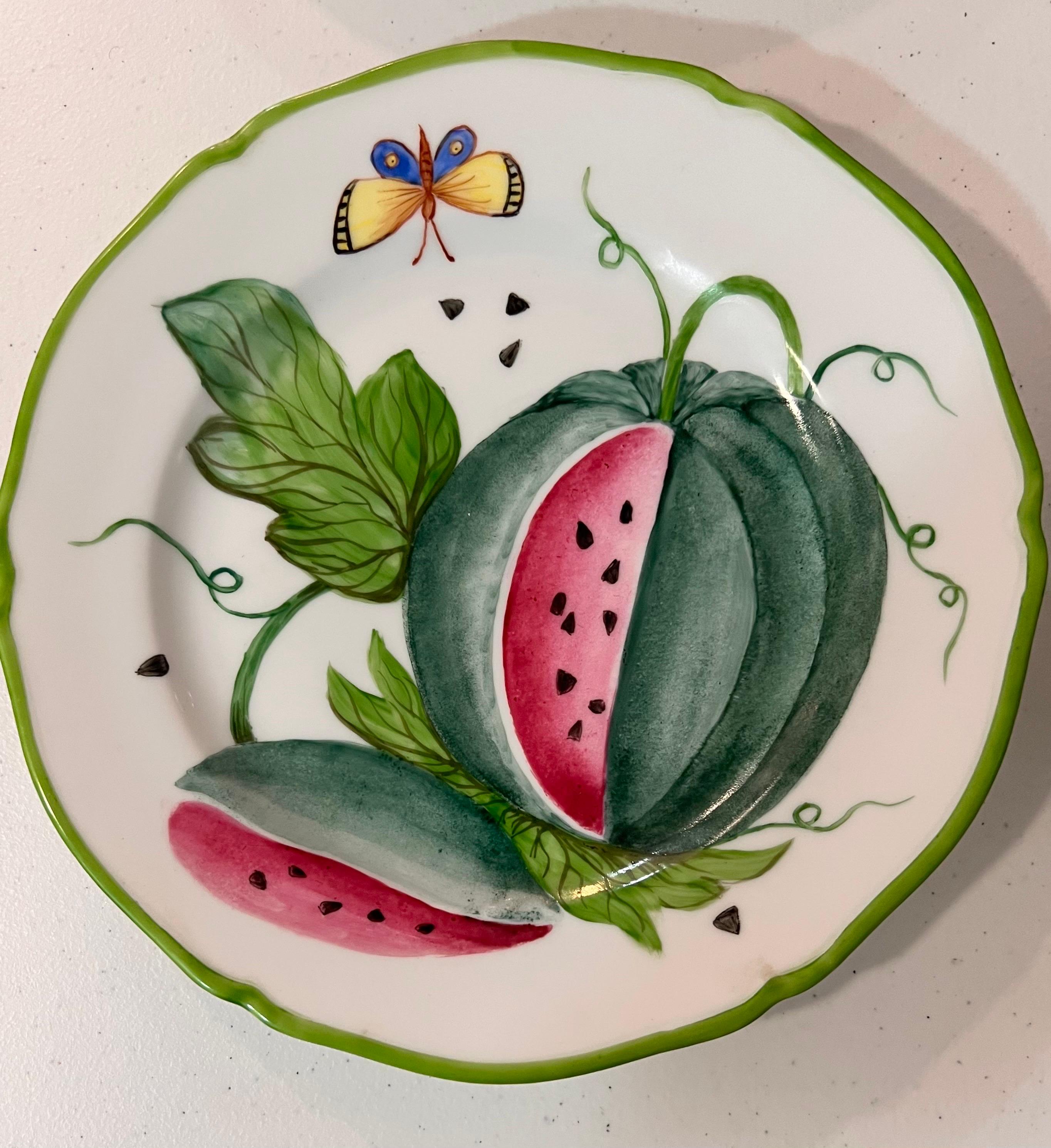 Obst-Salatteller entworfen von Giovanna Amoruso Manzari für Limoges, Frankreich (Arts and Crafts) im Angebot