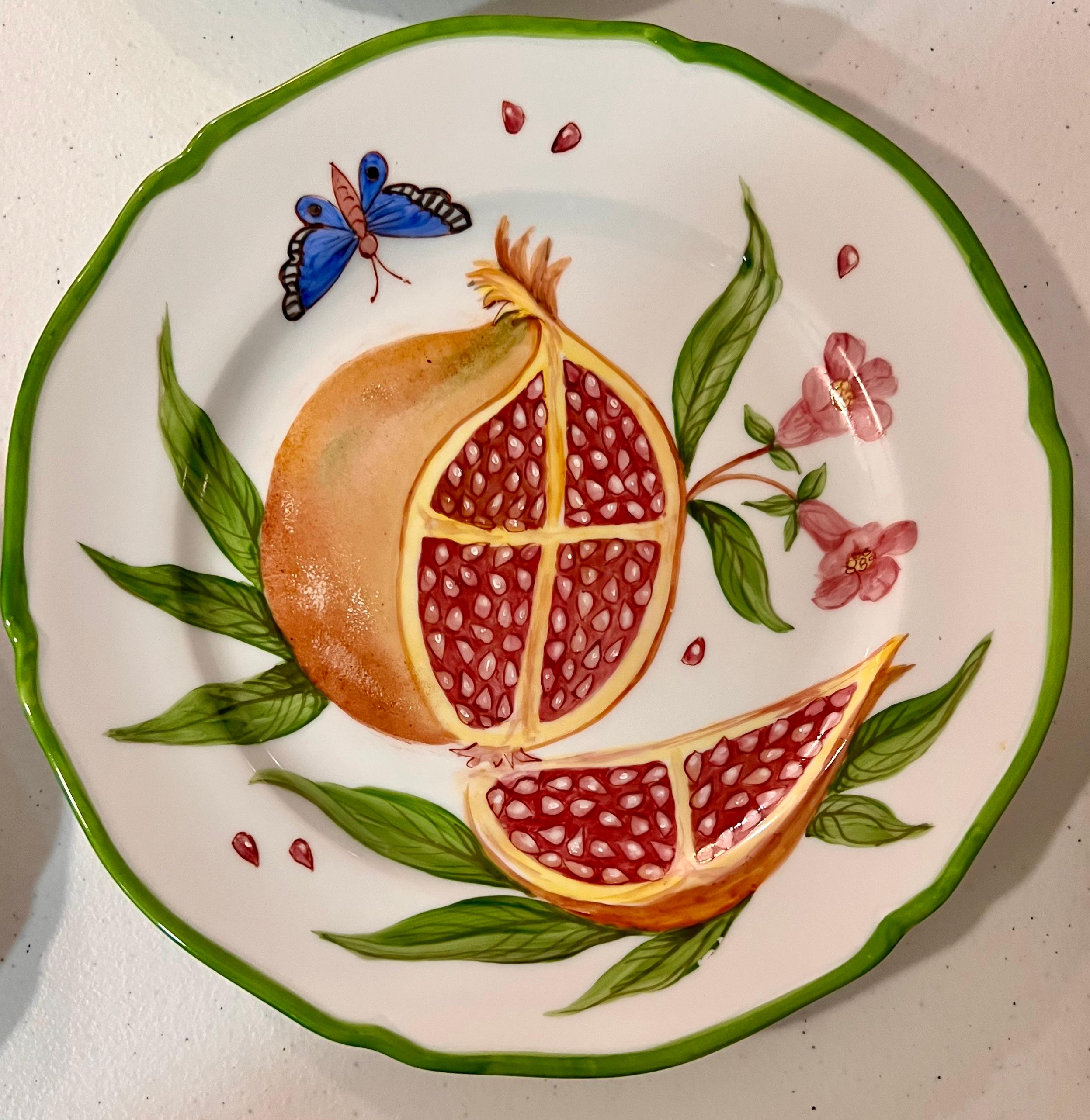 Arts and Crafts Piatti per insalata di frutta Design di Giovanna Amoruso Manzari per Limoges France in vendita