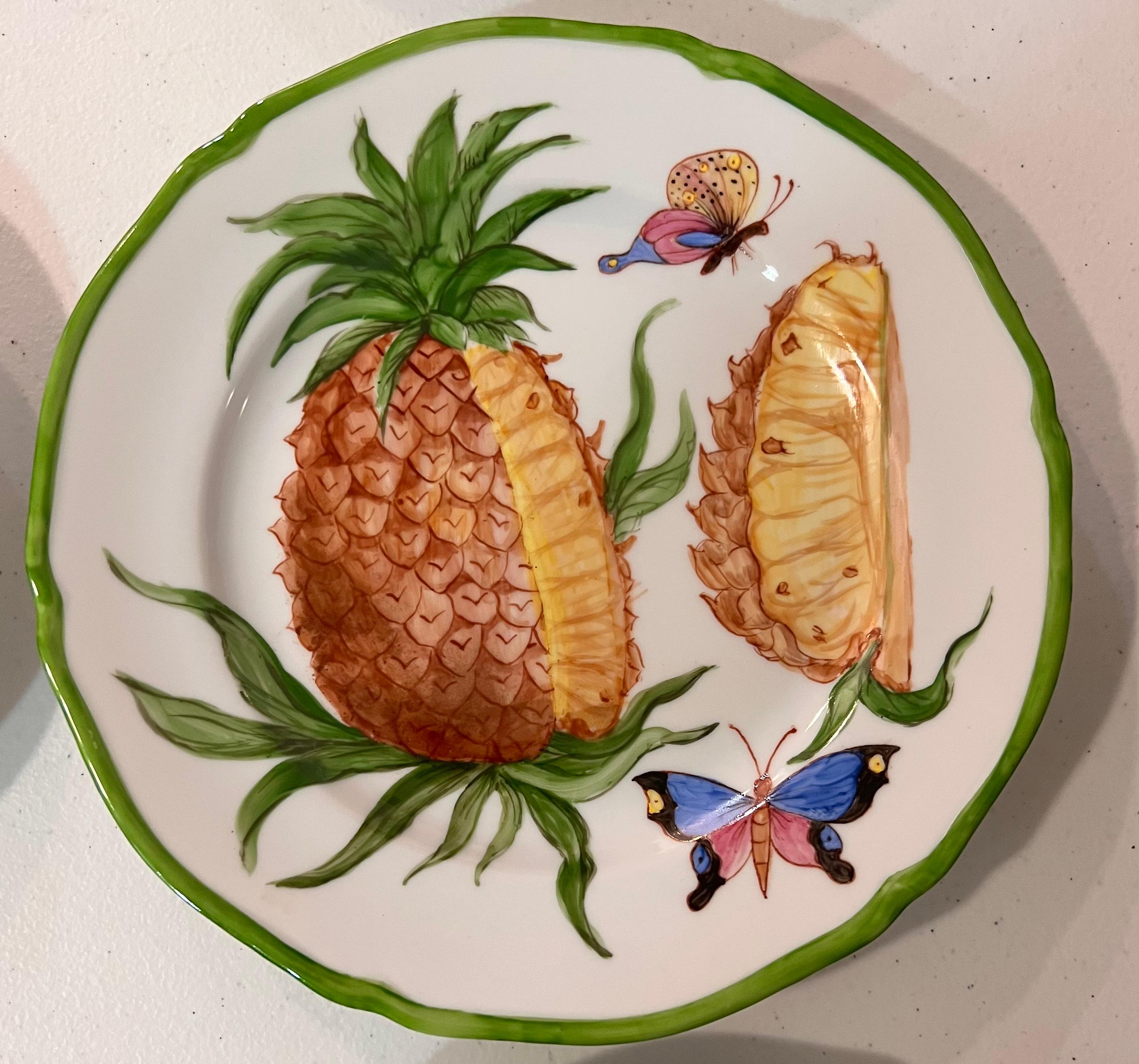 Arts and Crafts Fruit Salad Plates Design by Giovanna Amoruso Manzari for Limoges France For Sale