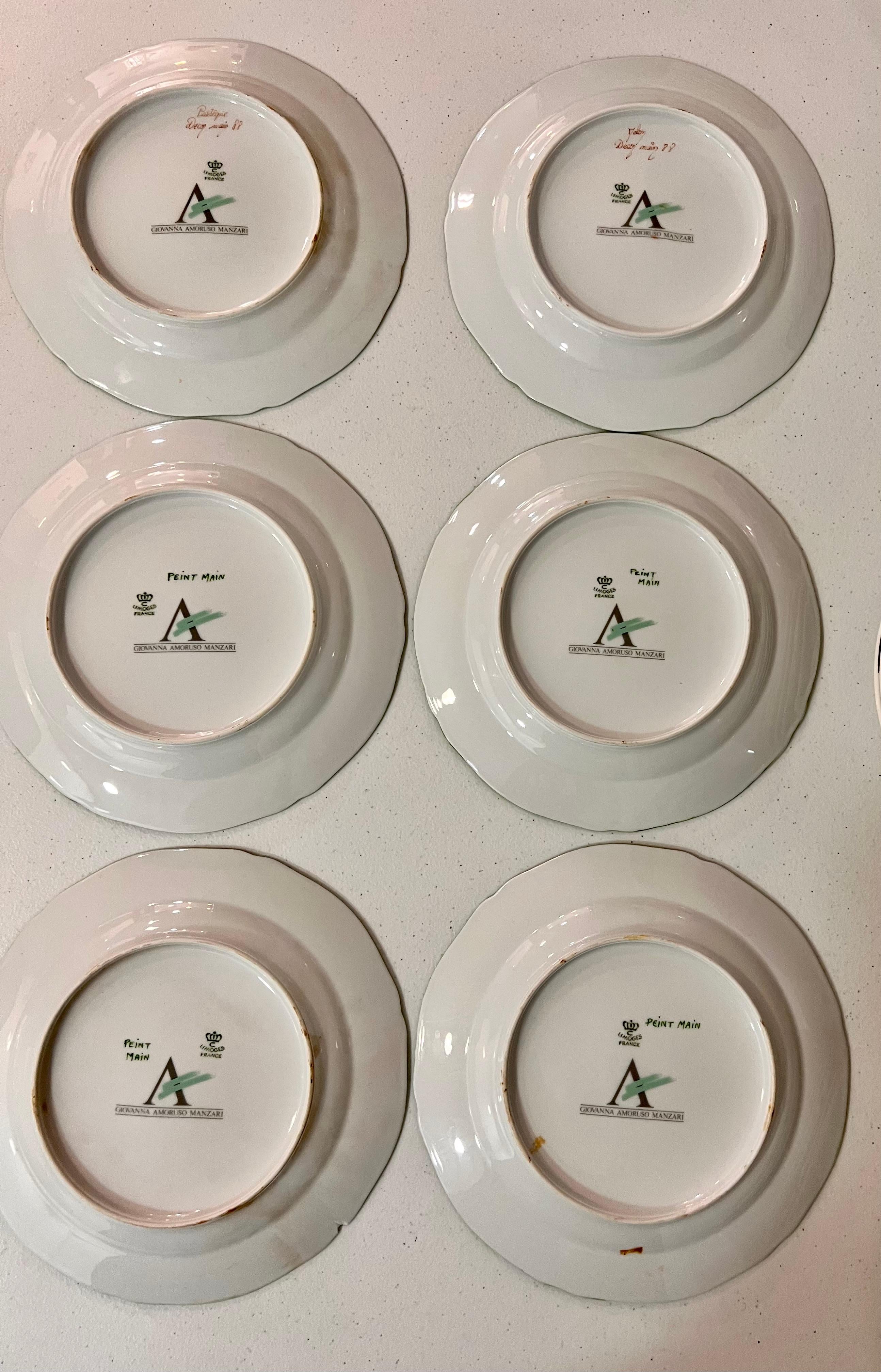 Fruit Salad Plates Design by Giovanna Amoruso Manzari for Limoges France In Excellent Condition For Sale In BILBAO, ES