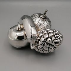 Fruit set - orange apple banana pine cone - in 999 silver