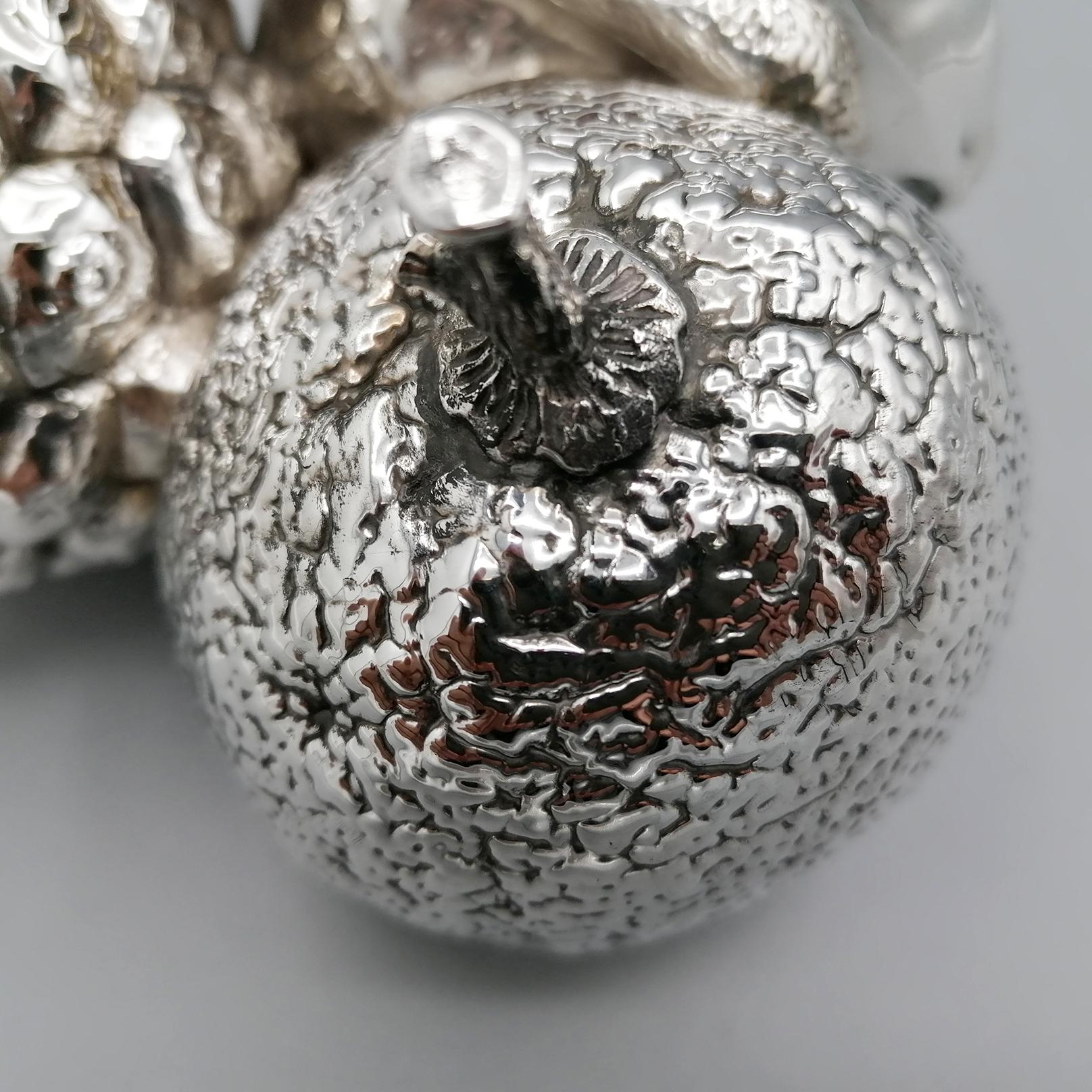 Obstset - Orange Apfel Banane Tannenzapfen - in 999 Silber im Zustand „Gut“ im Angebot in VALENZA, IT