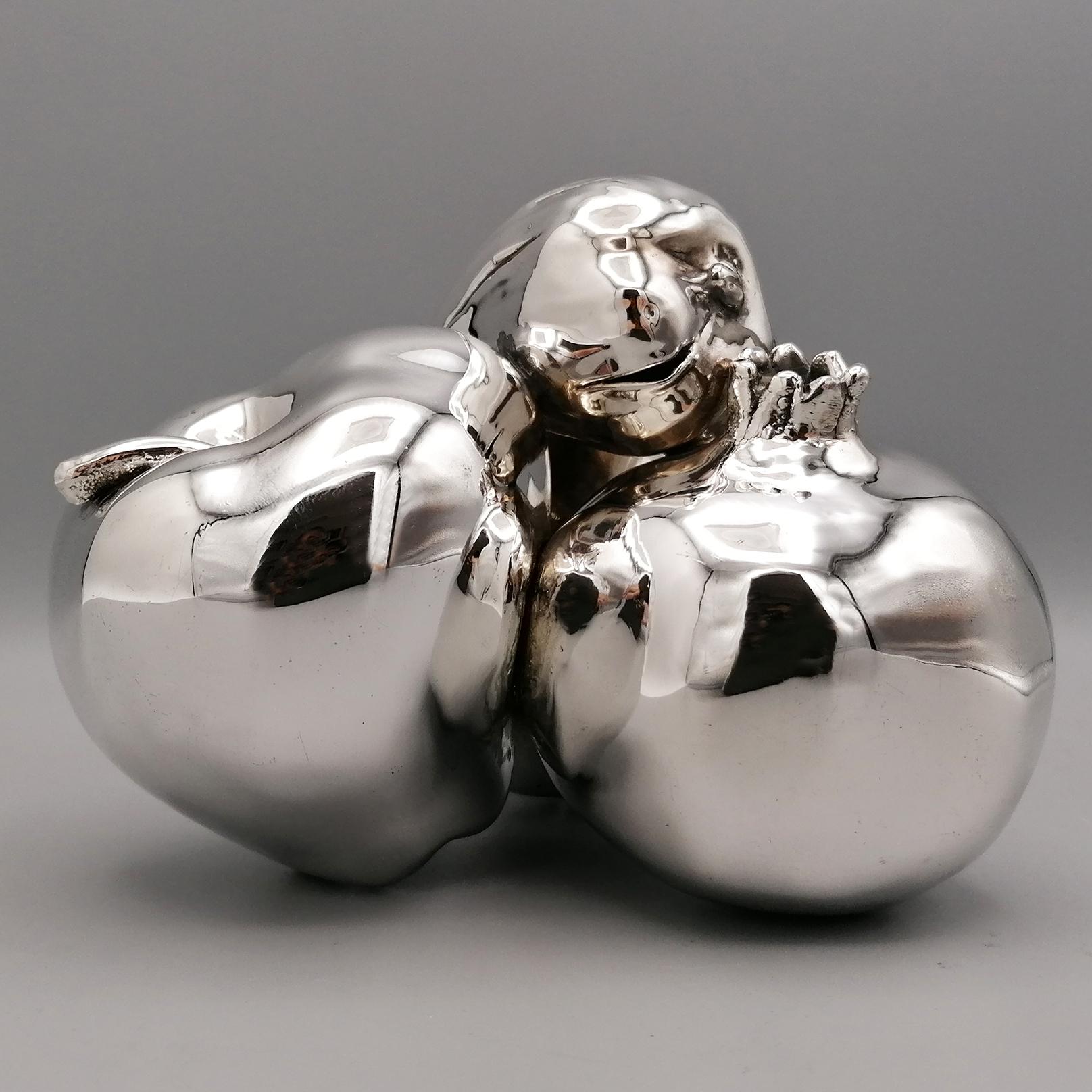 Hand-Crafted Fruit set - pomegranate pear fig apple - in 999 silver
