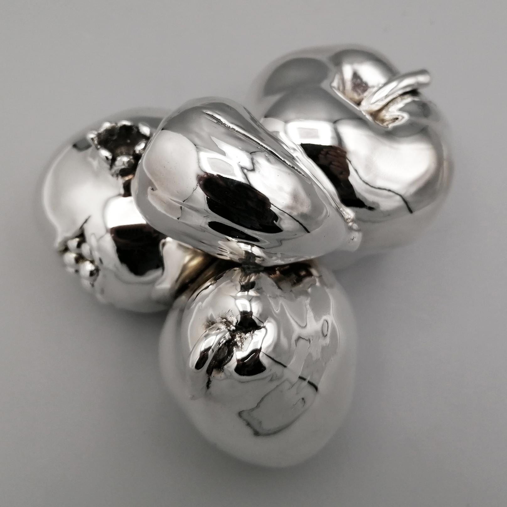 Sterling Silver Fruit set - pomegranate pear fig apple - in 999 silver