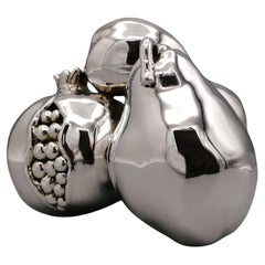 Fruit set - pomegranate pear fig apple - in 999 silver