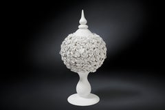 Fruit Stand Sphere Coco Camellias, Matt White Ceramic, Italy