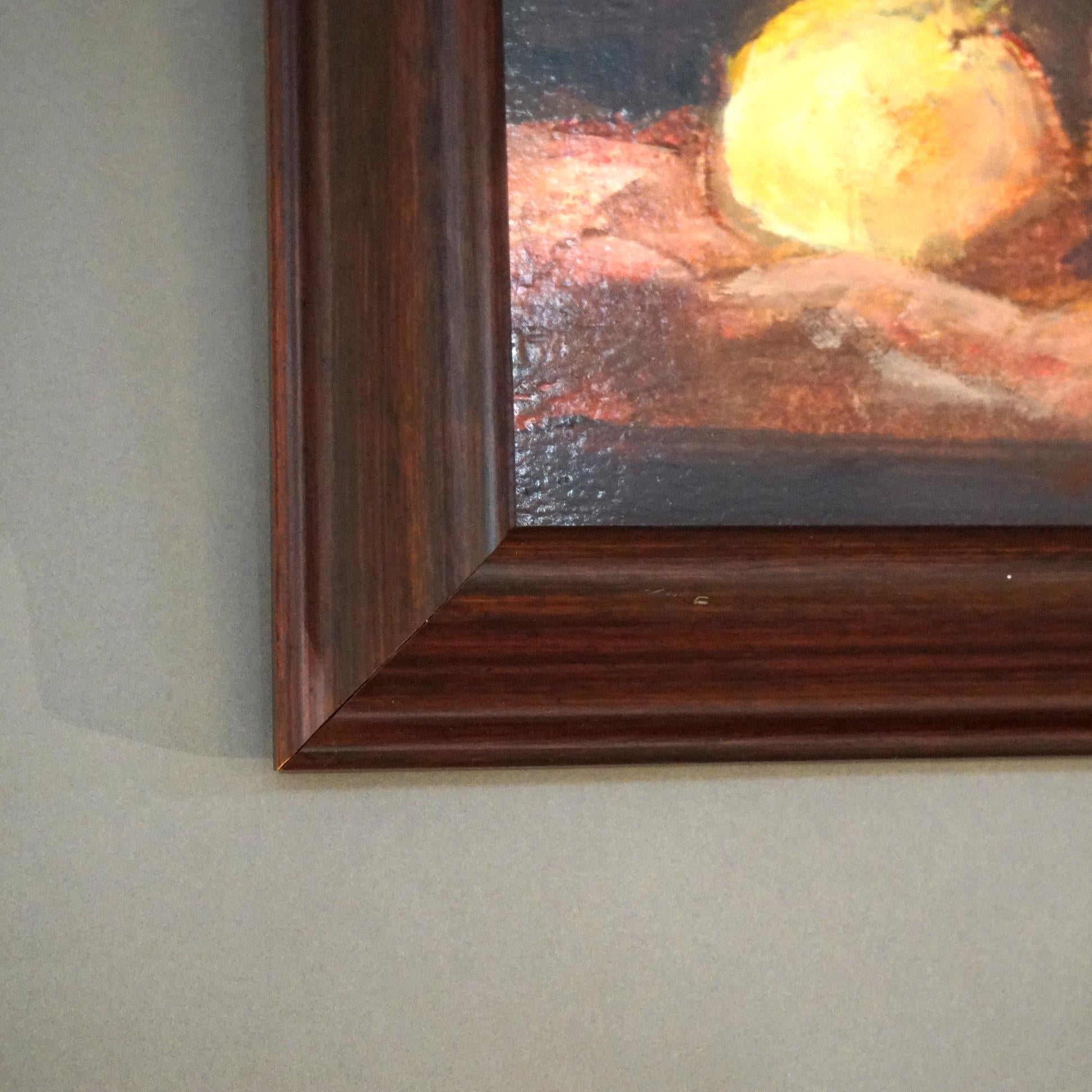 Obststillleben Öl auf Tafel Gemälde  Tutti Frutti Signiert P R Rohrer 20. C (Handbemalt) im Angebot