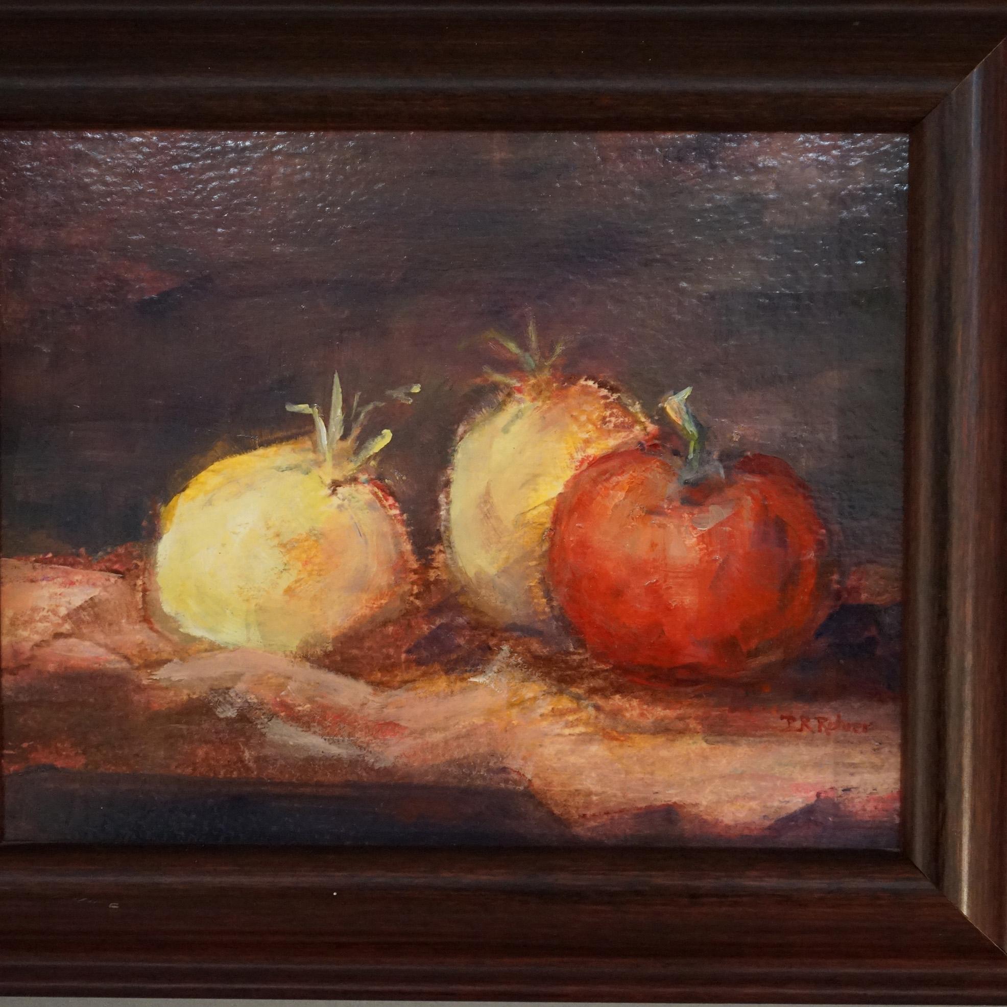 Obststillleben Öl auf Tafel Gemälde  Tutti Frutti Signiert P R Rohrer 20. C im Angebot 1
