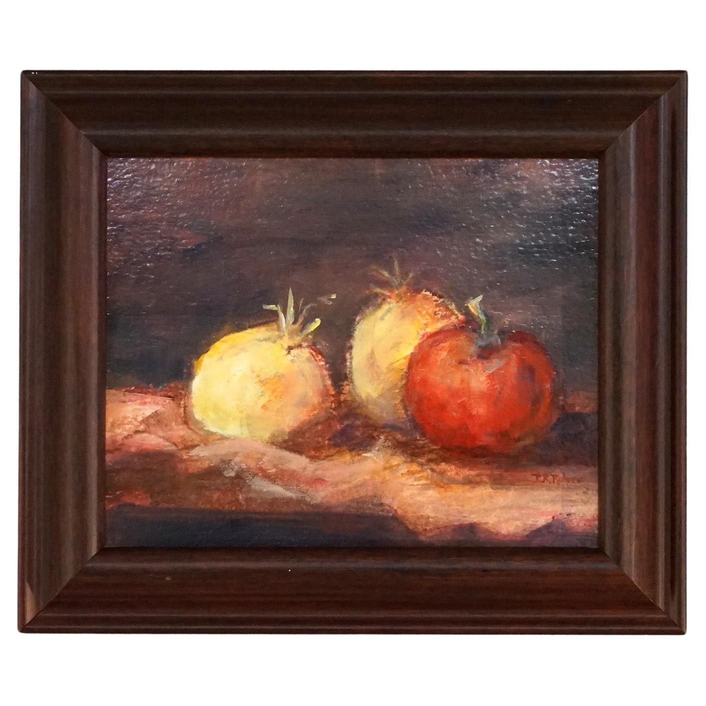 Obststillleben Öl auf Tafel Gemälde  Tutti Frutti Signiert P R Rohrer 20. C im Angebot