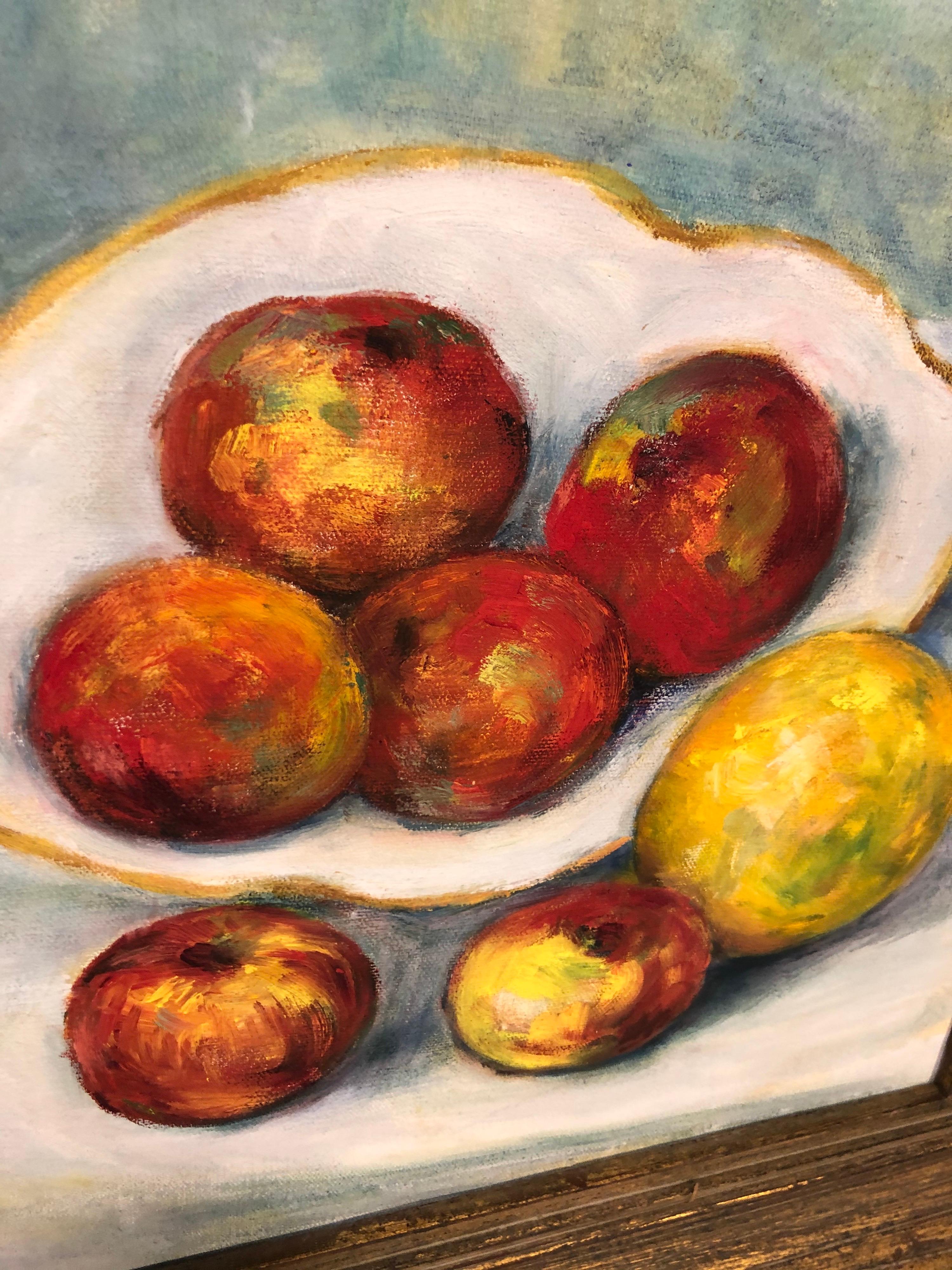 Fruit Still Life on Canvas Signed Handlemen For Sale 7
