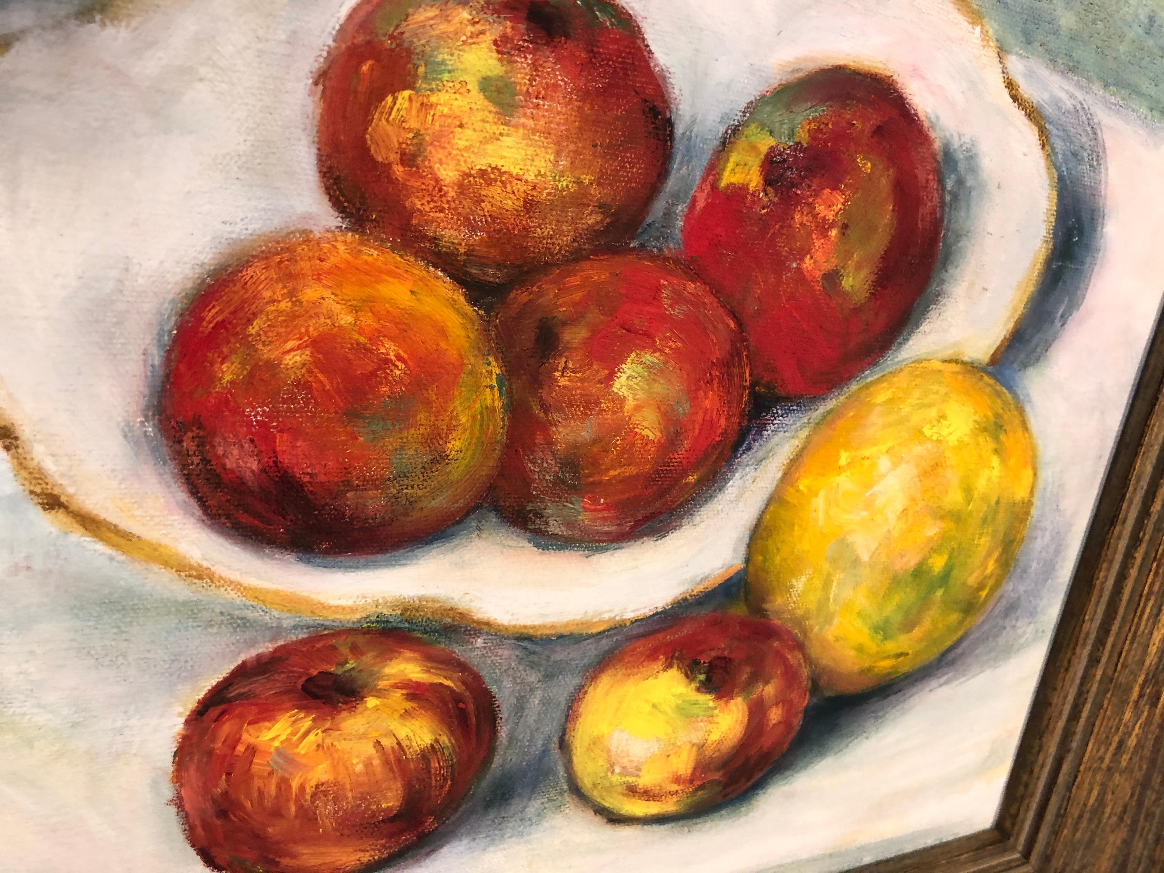 Fruit Still Life on Canvas Signed Handlemen For Sale 8