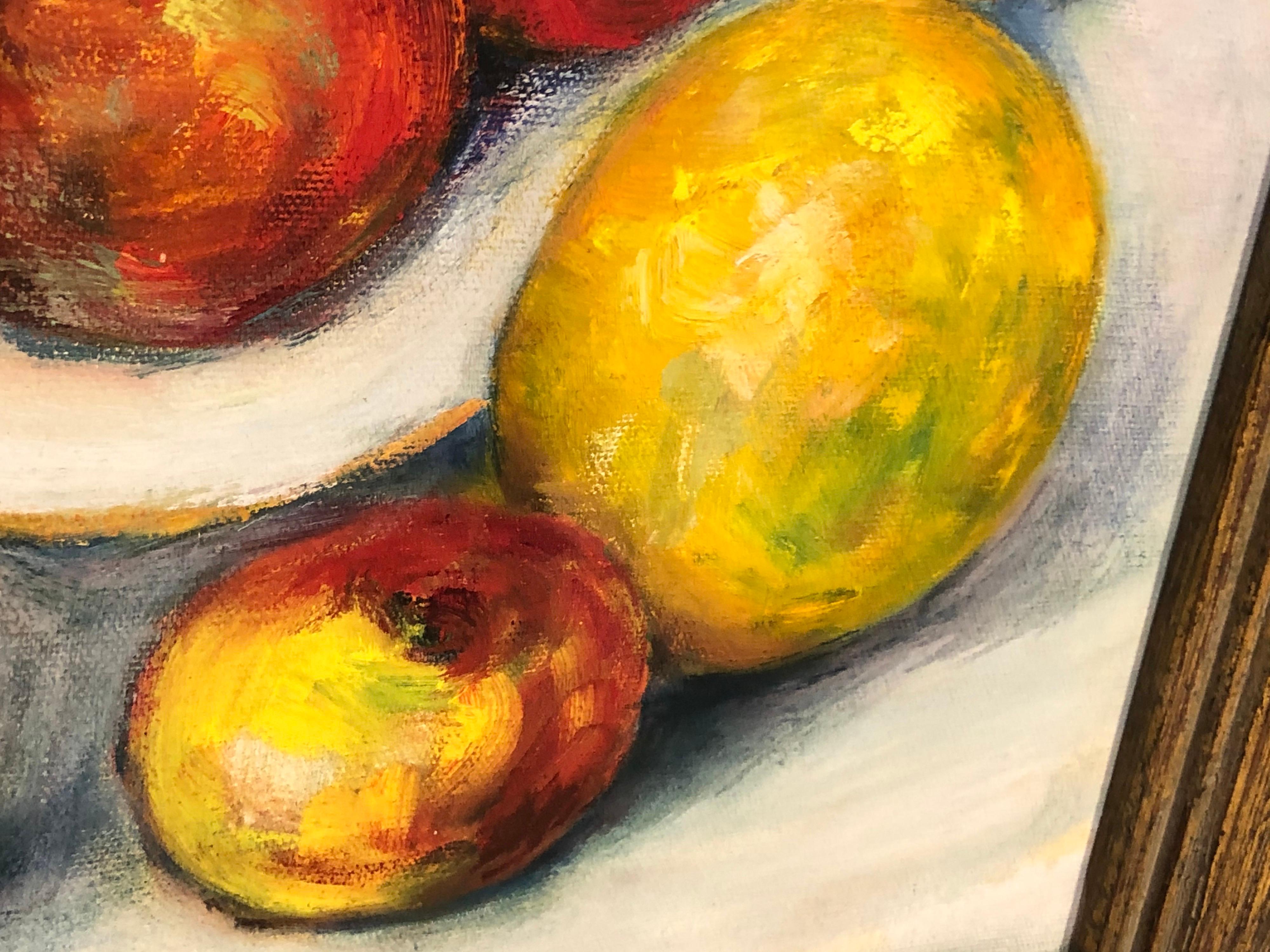 Fruit Still Life on Canvas Signed Handelman For Sale 11
