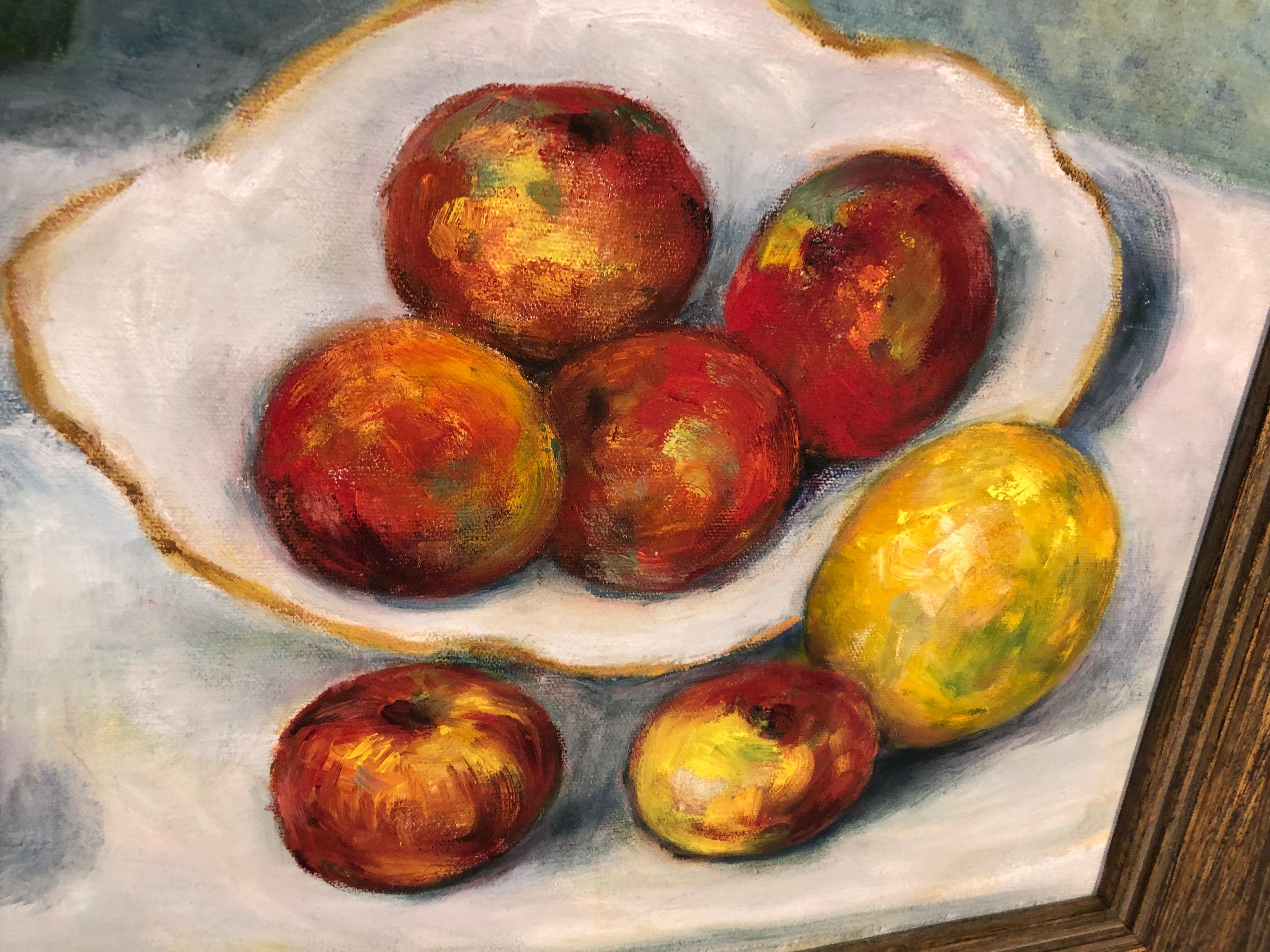 Fruit Still Life on Canvas Signed Handlemen For Sale 4