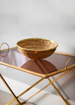 Obsttablett aus Korbweide und Messing, 1960er-Jahre