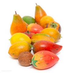 Fruit Wooden Painted Italian 19th Century Folk Vernacular Set of 15 Pieces