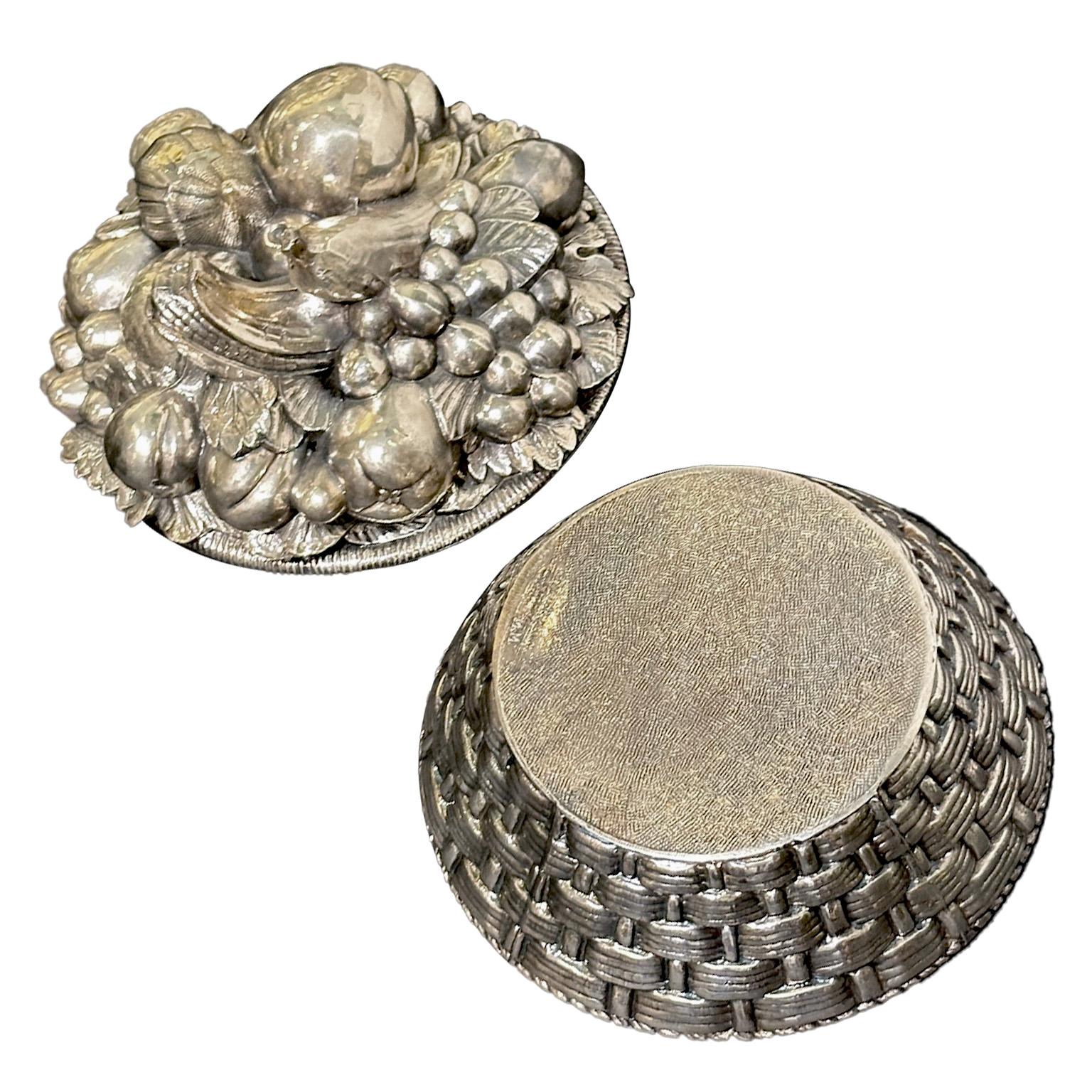 Cast Fruits basket Ice Bucket Designed by Mauro Manetti, Silver Plated, circa 1970 For Sale