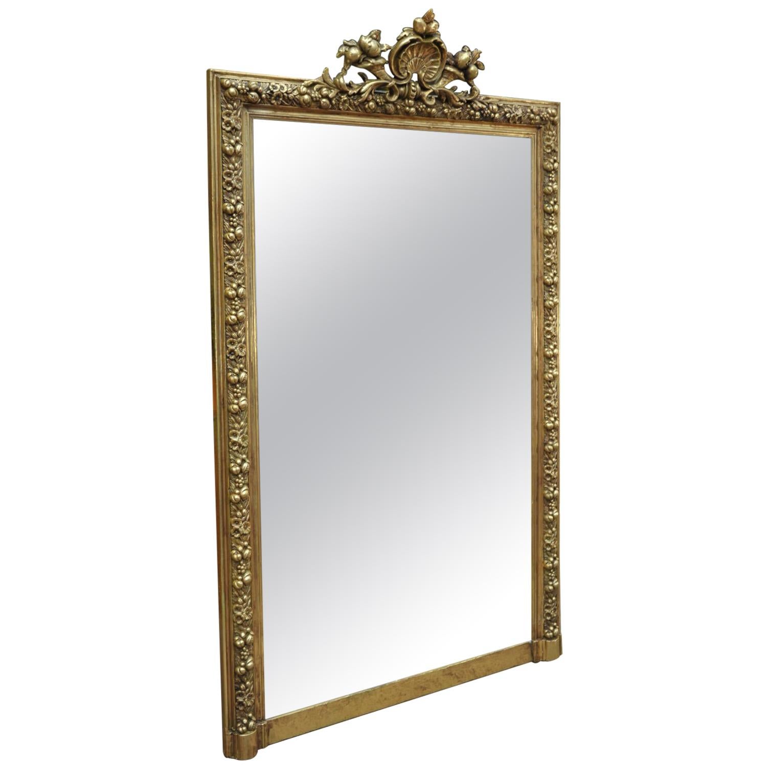 Fruits Decor Late 19 th Century Gilt wood Mirror For Sale