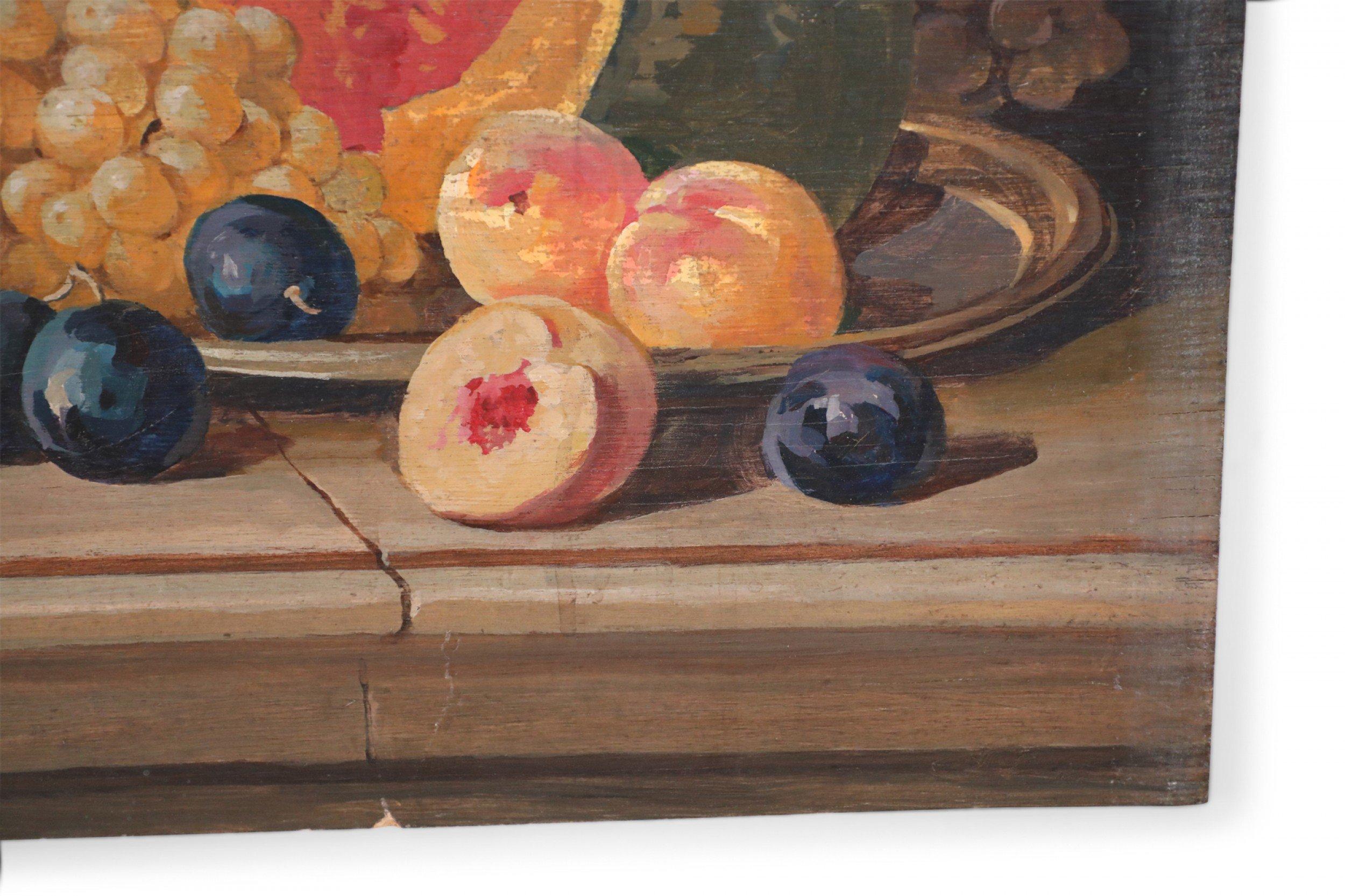 Fruits, Vegetables, and Gold Urn Still Life Painting on Wood For Sale 1