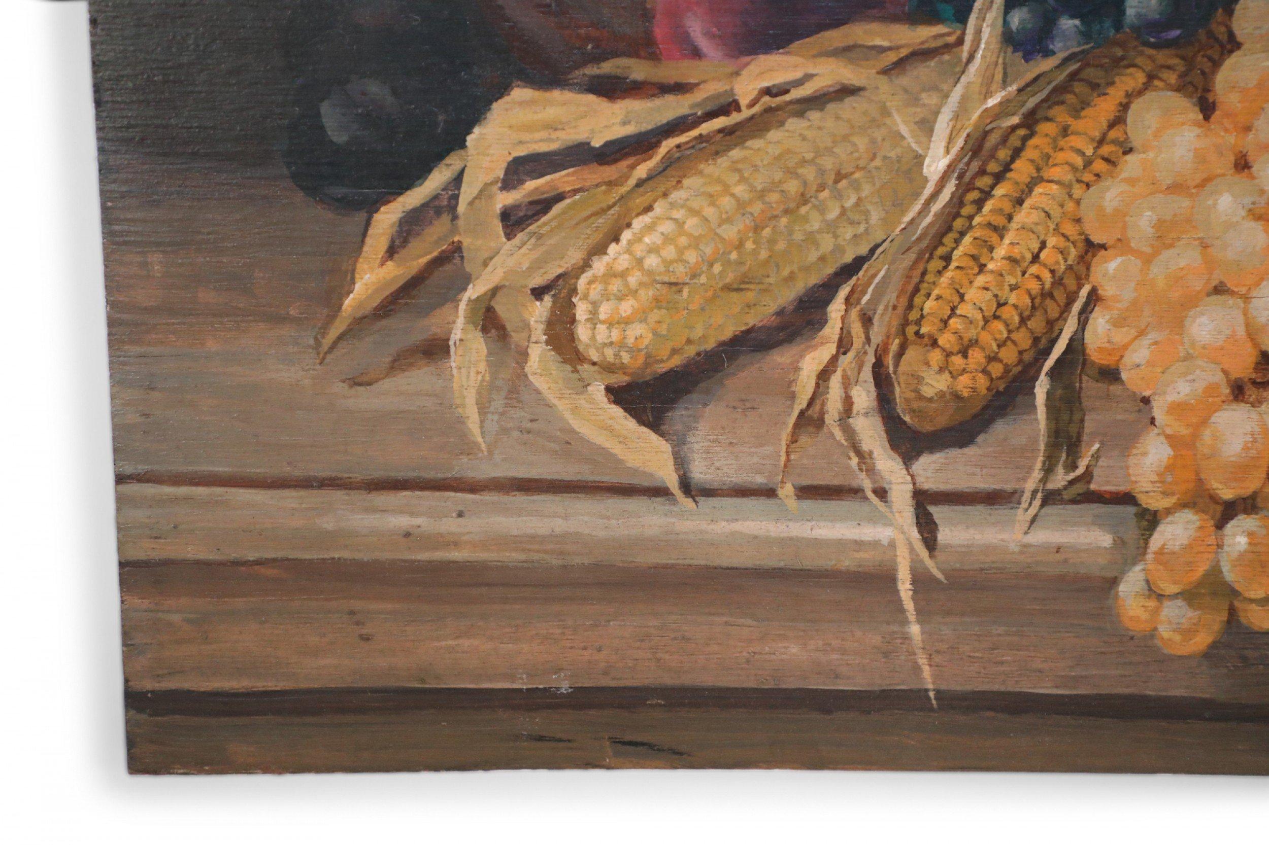 Fruits, Vegetables, and Gold Urn Still Life Painting on Wood For Sale 2