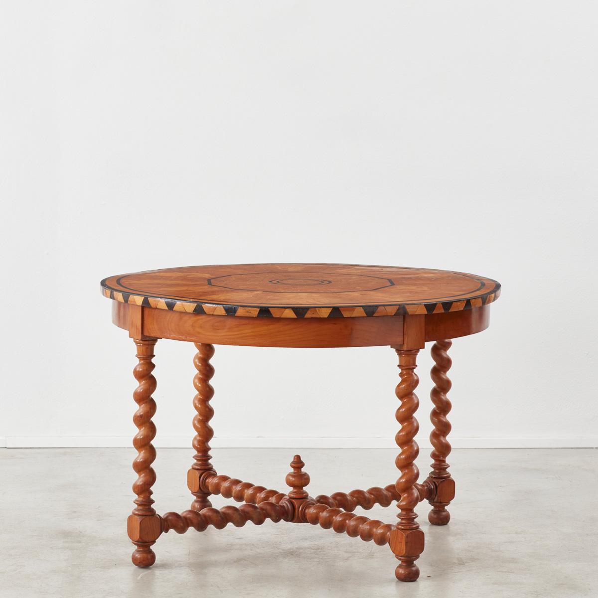 Fruitwood and Marquetry Centre Table, France 1891 4