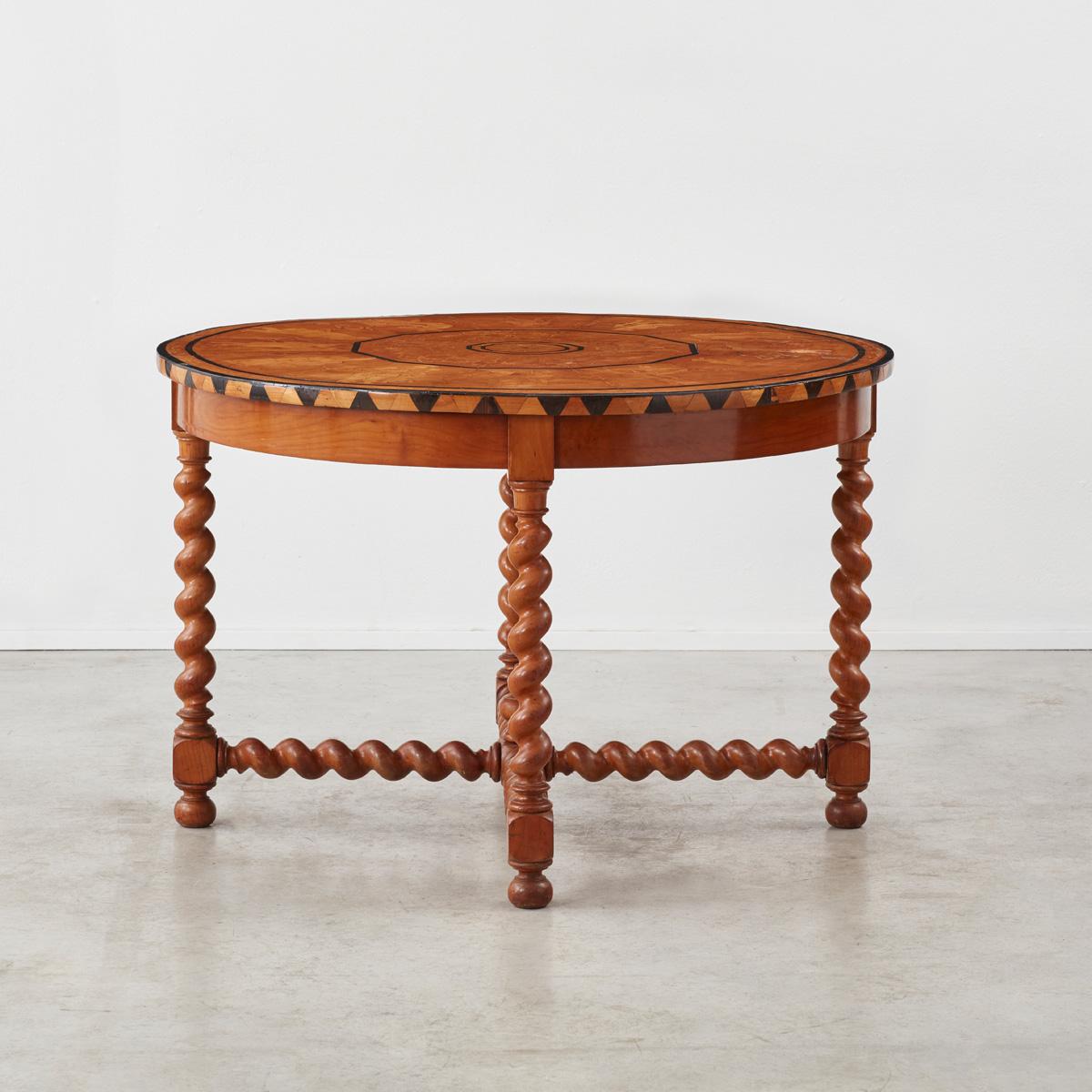 Late Victorian Fruitwood and Marquetry Centre Table, France 1891