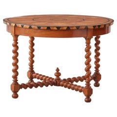 Antique Fruitwood and Marquetry Centre Table, France 1891