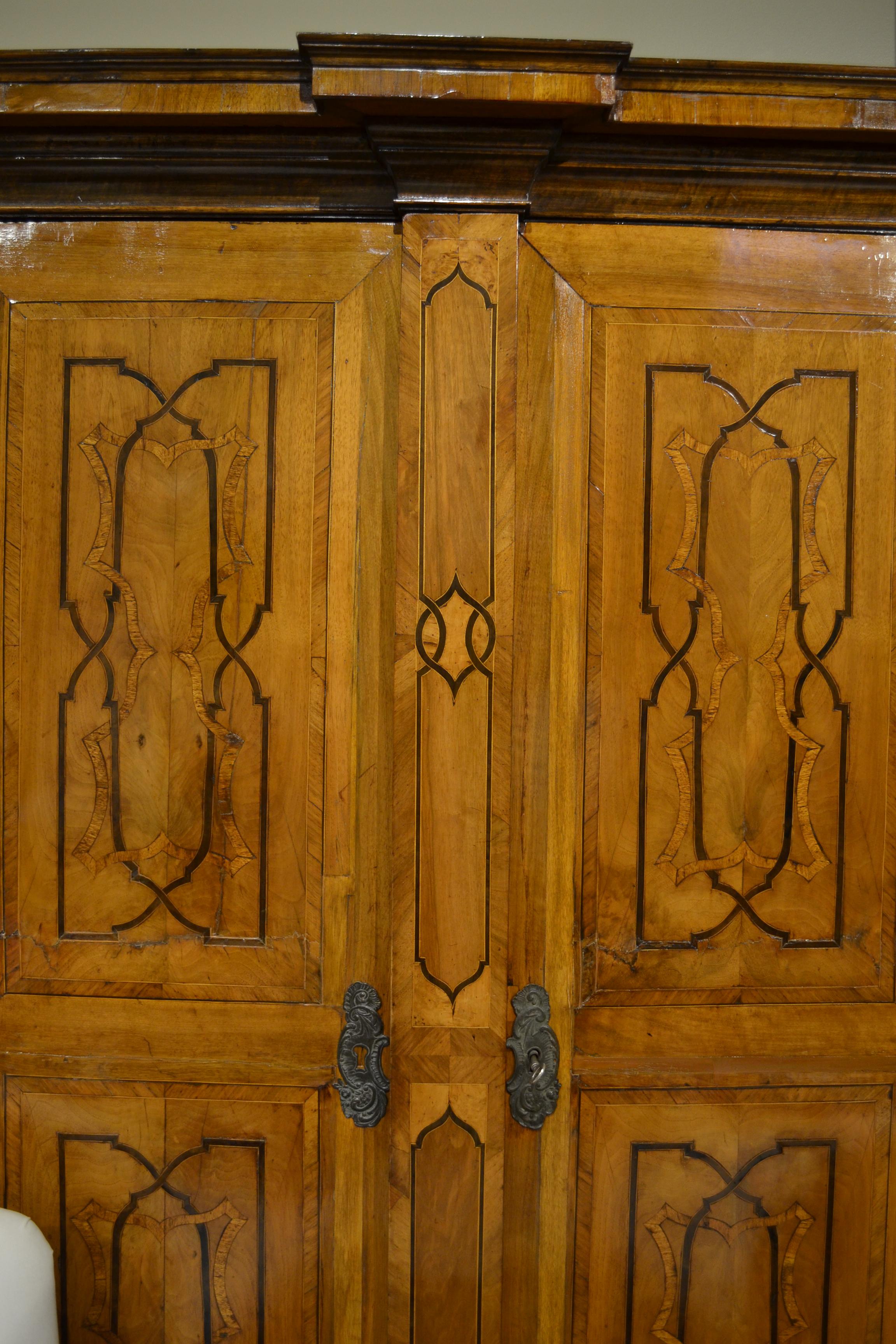 Fruitwood Armoire with Inlay In Good Condition For Sale In Chicago, IL