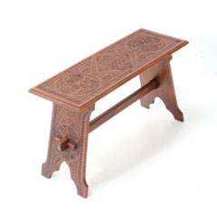 Taburete o mesa auxiliar Kerfschnitt Art Nouveau de madera de frutal, 1900