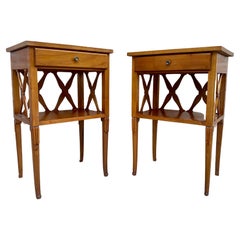 Vintage Fruitwood Bedside Tables or Nightstands, Set of 2