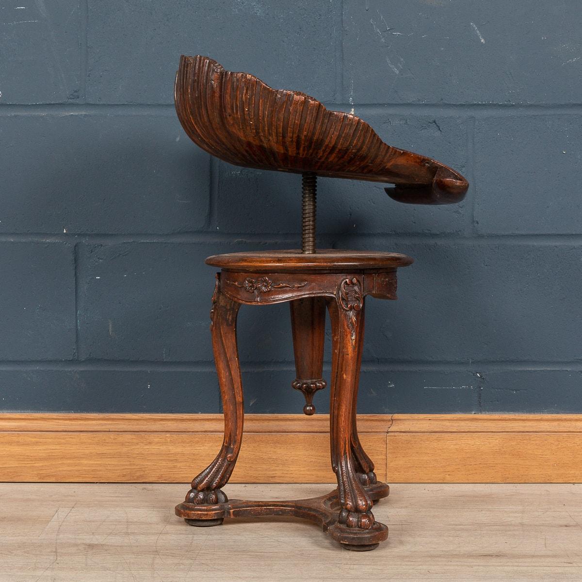 Fruitwood Grotto Piano Stool, Venice, circa 1880 2