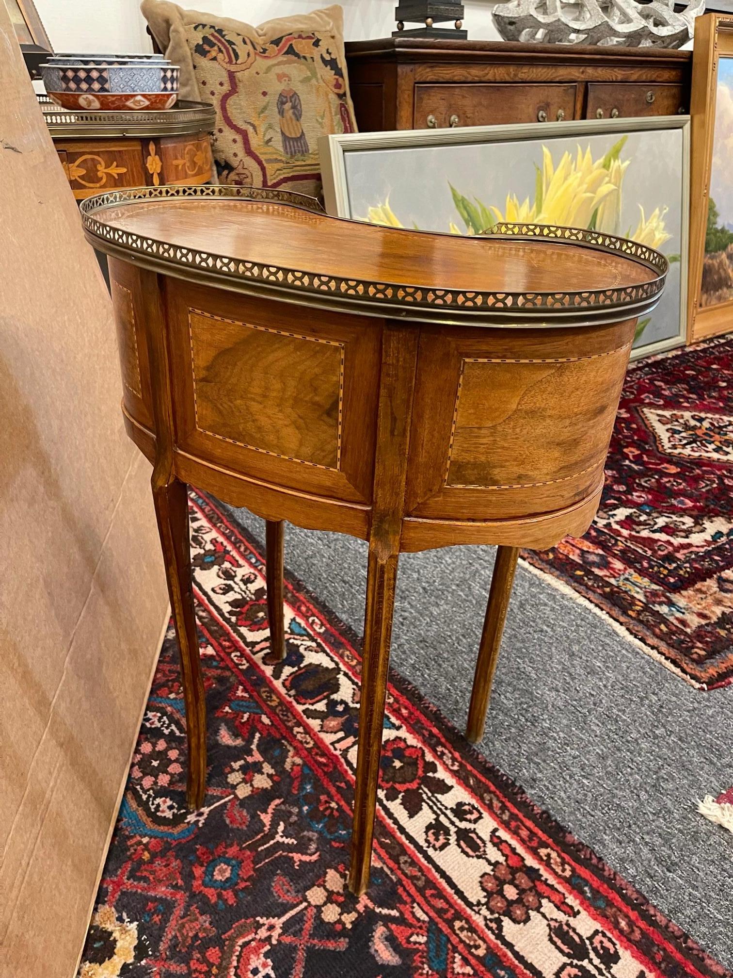 Fruitwood Marble Top Kidney Shape Side Table with Gallery, Late 19th Century 4
