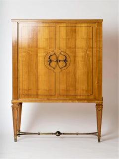 Fruitwood & Marqueterie High Cabinet W. Bronze Ferronerie by Jansen, France