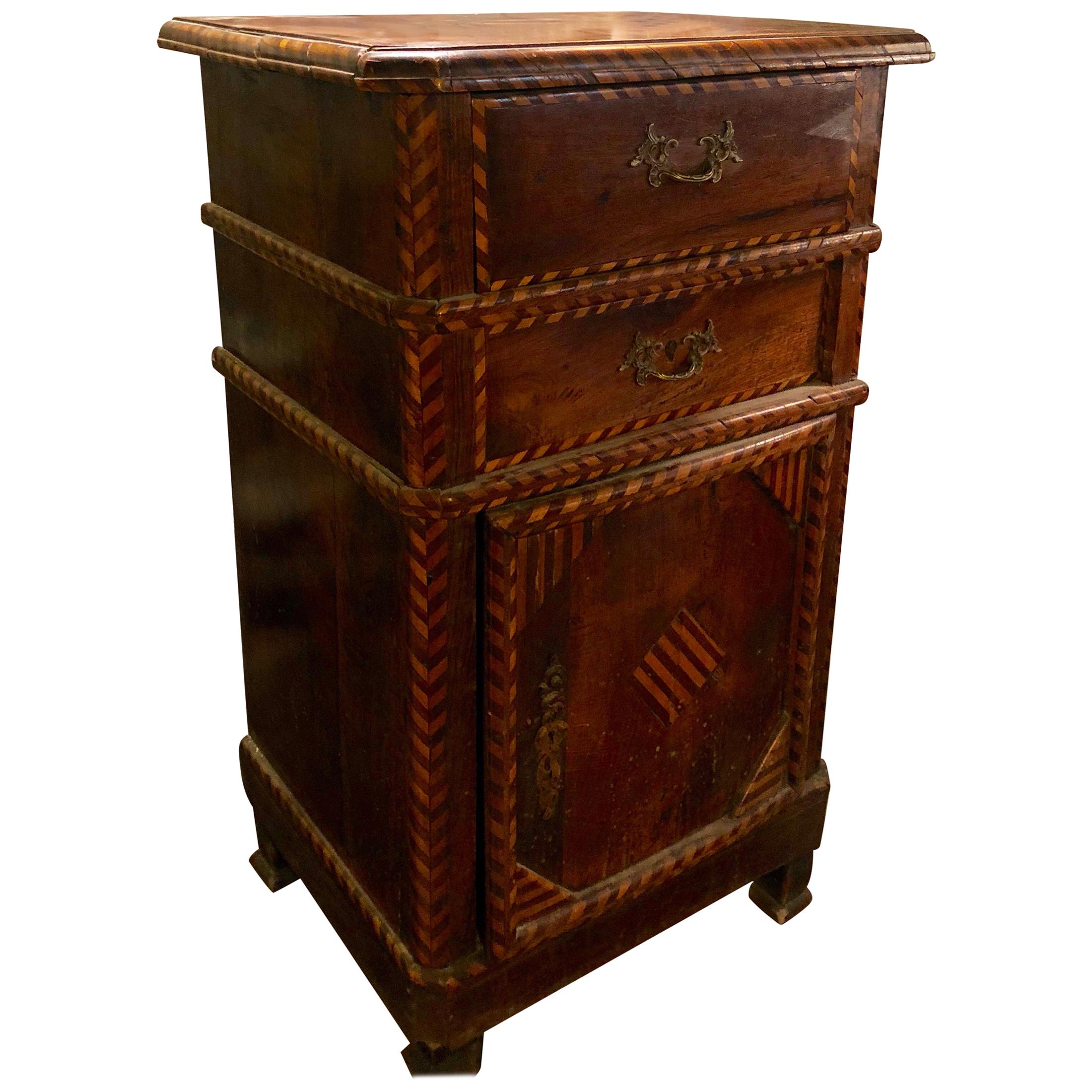 Fruitwood Marquetry Inlaid Side/Night Table Louis Philippe, 19th Century, France