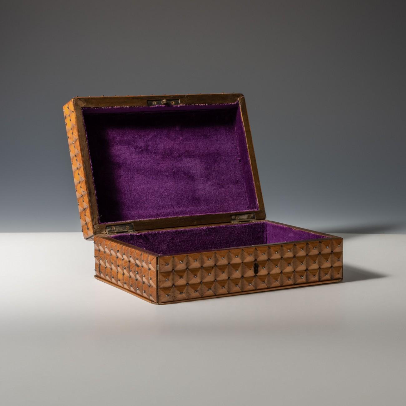 Fruitwood Nailhead Box, circa 1880 1