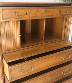 Fruitwood Regency Style Tambour Doors Compartment High Boy Gentleman Chest MINT!