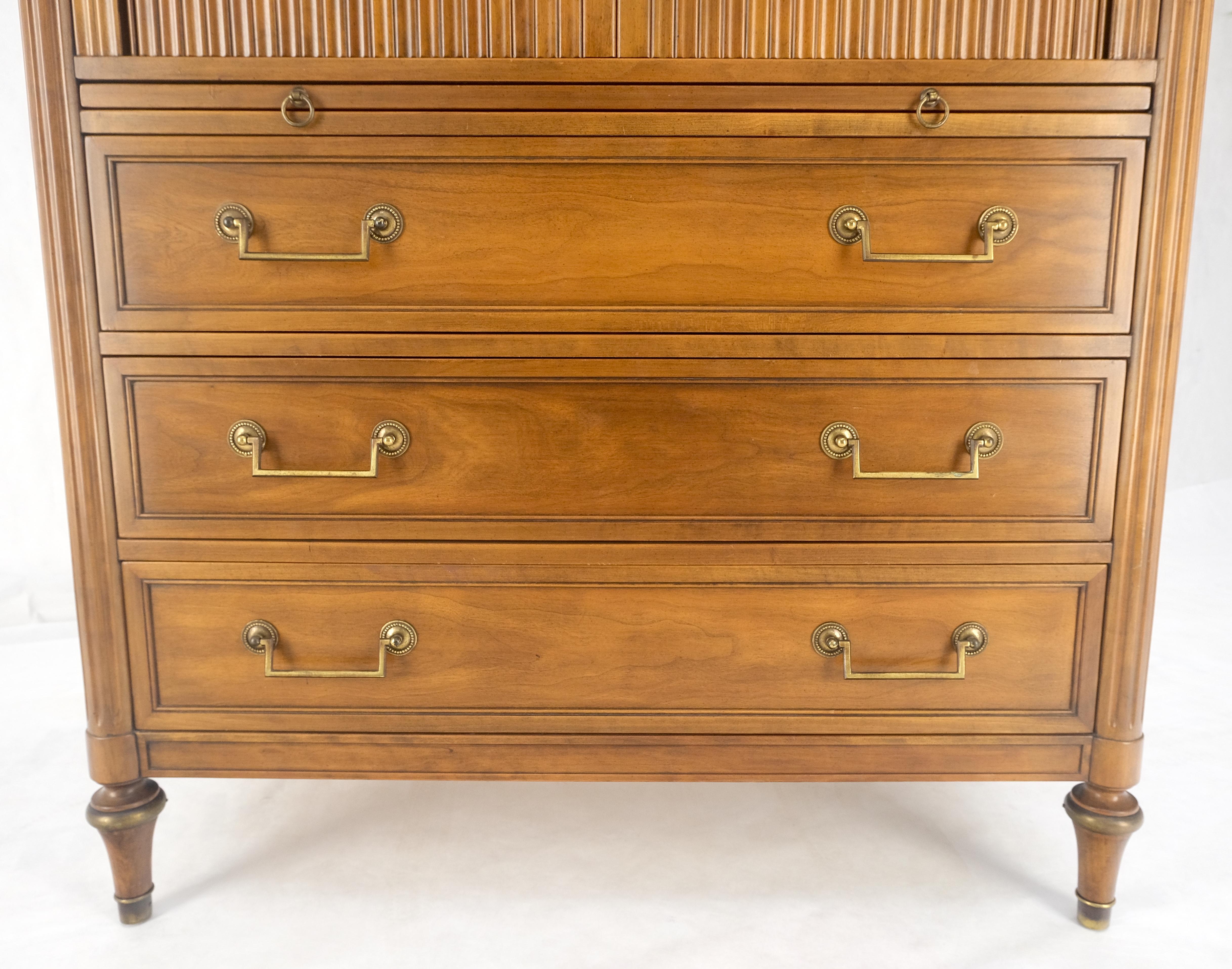 Lacquered Fruitwood Regency Style Tambour Doors Compartment High Boy Gentleman Chest MINT! For Sale