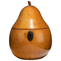 Caddy à thé en bois fruitier en forme de poire