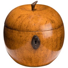 Caddy à thé en bois fruitier en forme de pomme