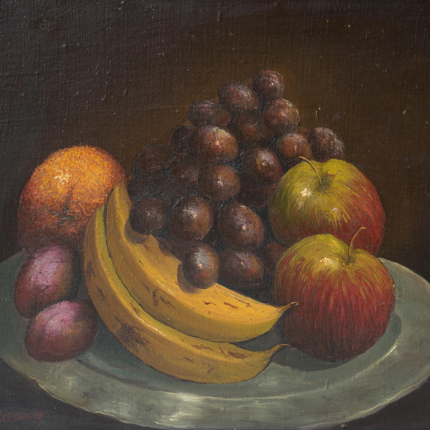 Antique Original Naive Still Life Oil Painting Depicting Fruit, Early 20th C. In Good Condition For Sale In Bristol, GB