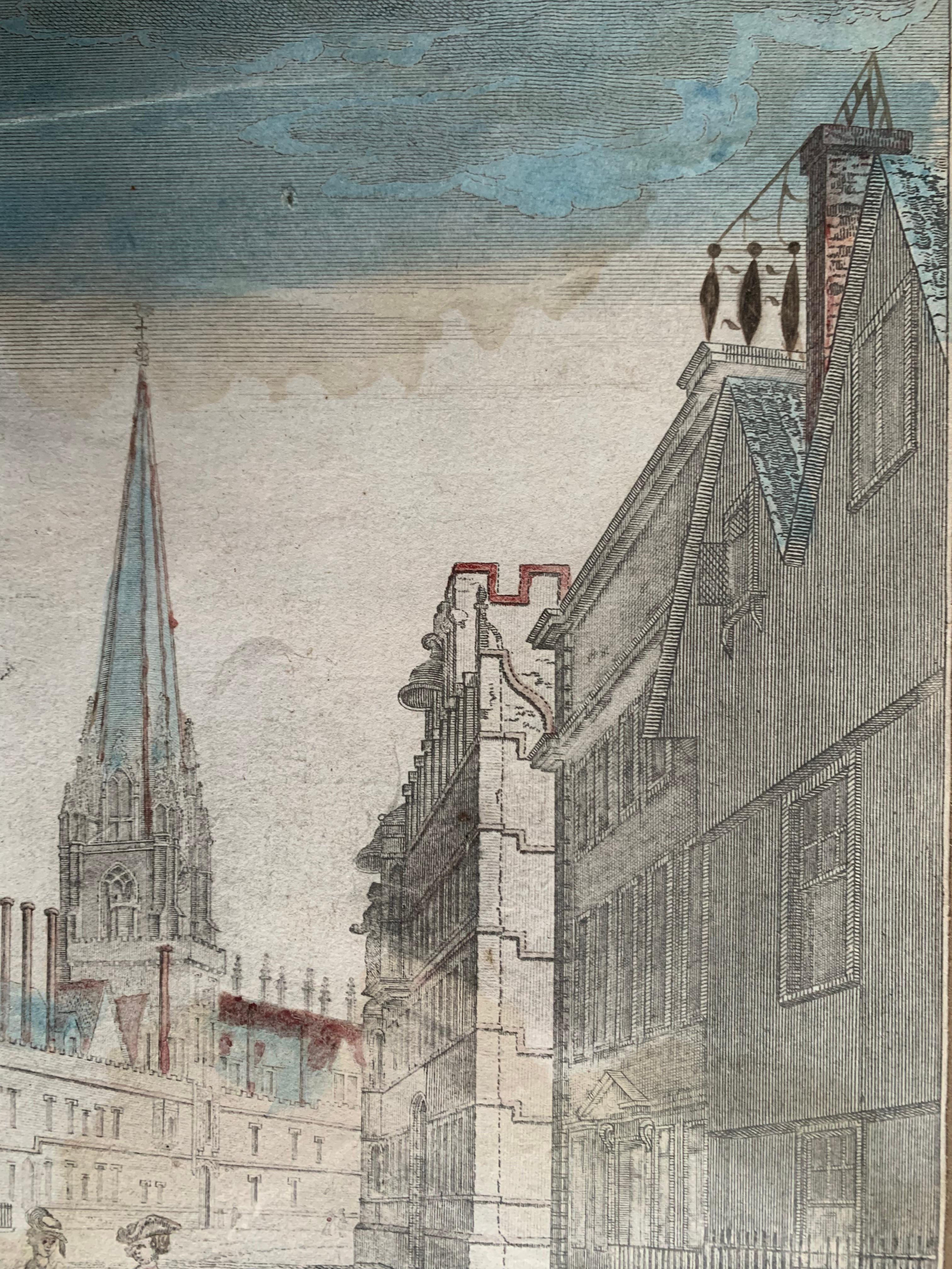 Gravé Frusotte Optique View of the Queens College Andr Oxford University (Vue en Frusotte du Queens College) en vente