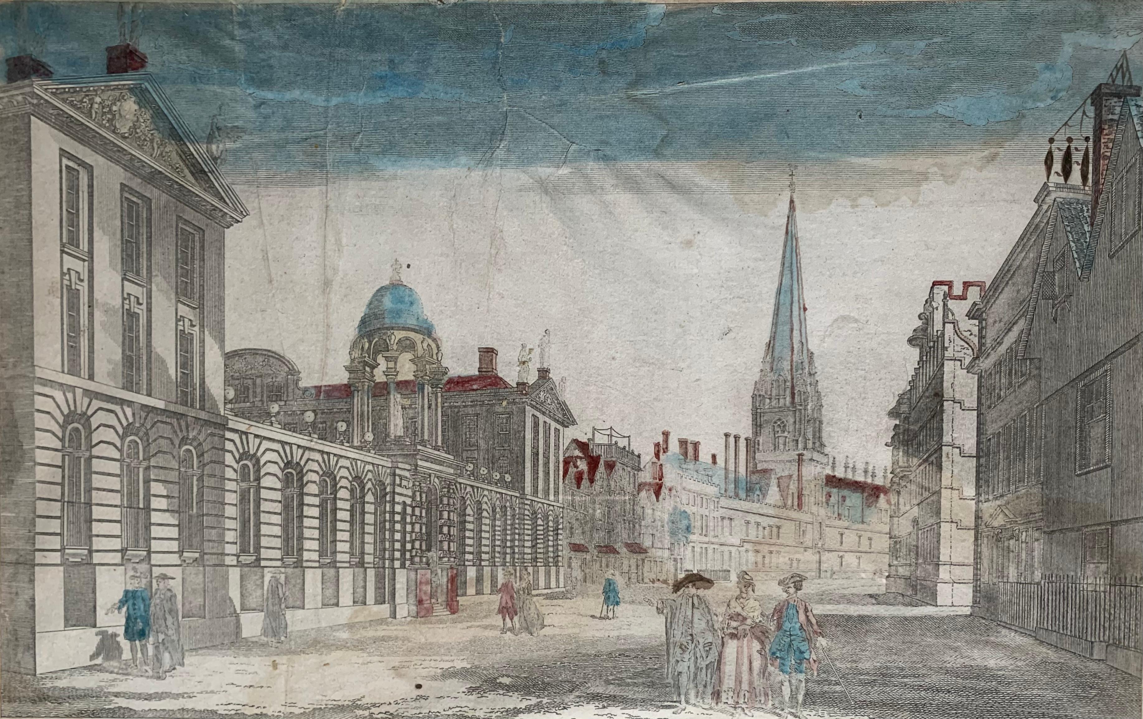 Papier Frusotte Optique View of the Queens College Andr Oxford University (Vue en Frusotte du Queens College) en vente