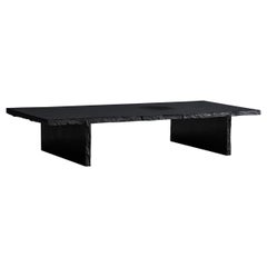 Frustre II Black Slate Sculpted Low Table by Frederic Saulou