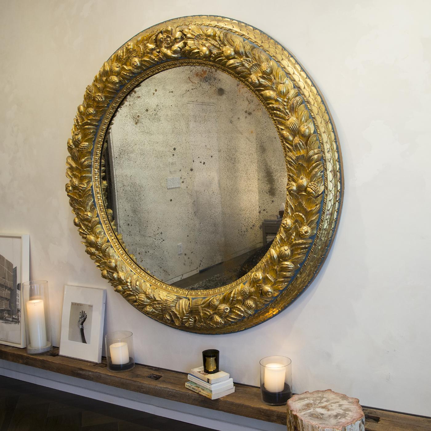 Modern Frutta d'Oro Carved Wood Mirror by Daniele Nencioni