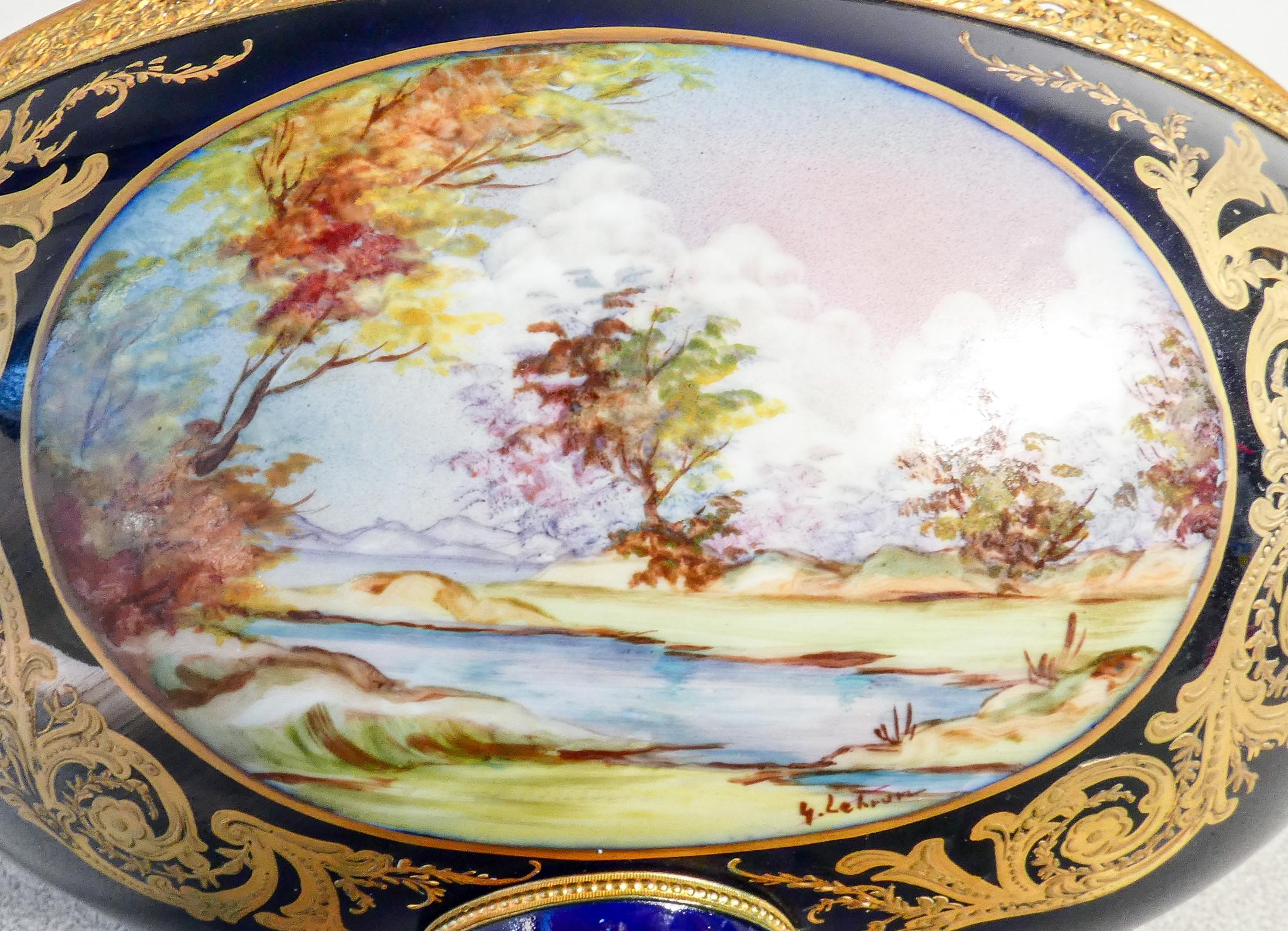 Porcelain Fruit Bowl Di Sevres, Painted Signed By G. Lehrun. Sevres, 20th Sec 3