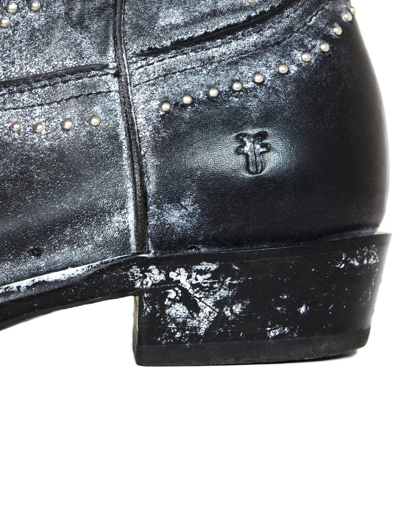 Women's Frye Black Leather Billy Studded Short Boots Sz 5.5