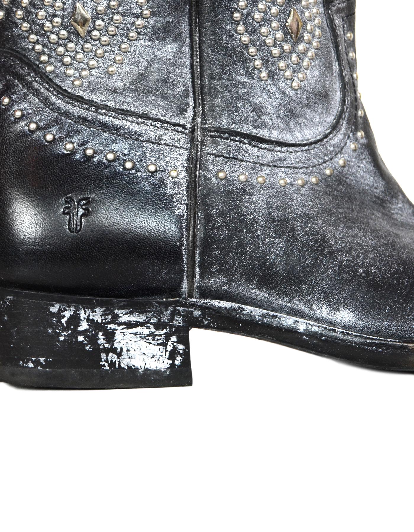 Frye Black Leather Billy Studded Short Boots Sz 5.5 2