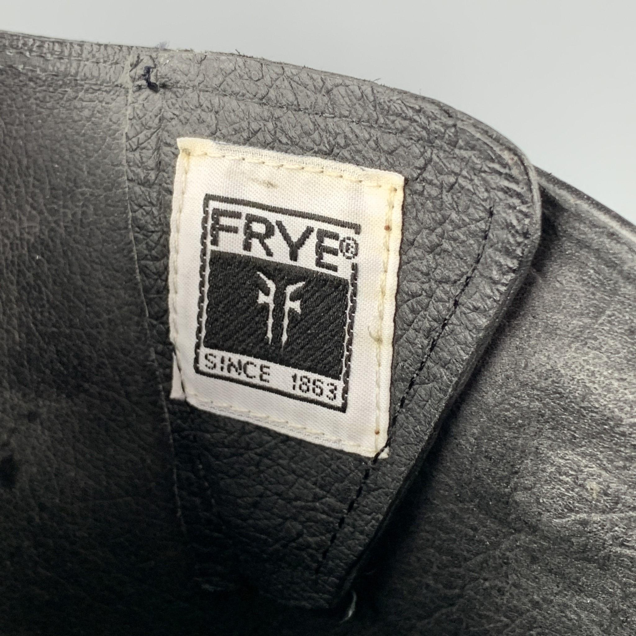 FRYE Size 10.5 Black Distressed Studded Leather Biker Boots 1