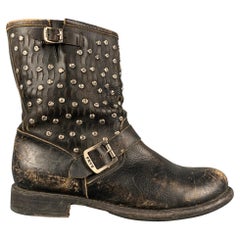 FRYE Größe 11 Schwarze Lederstiefeletten im Distressed-Stil mit Nieten