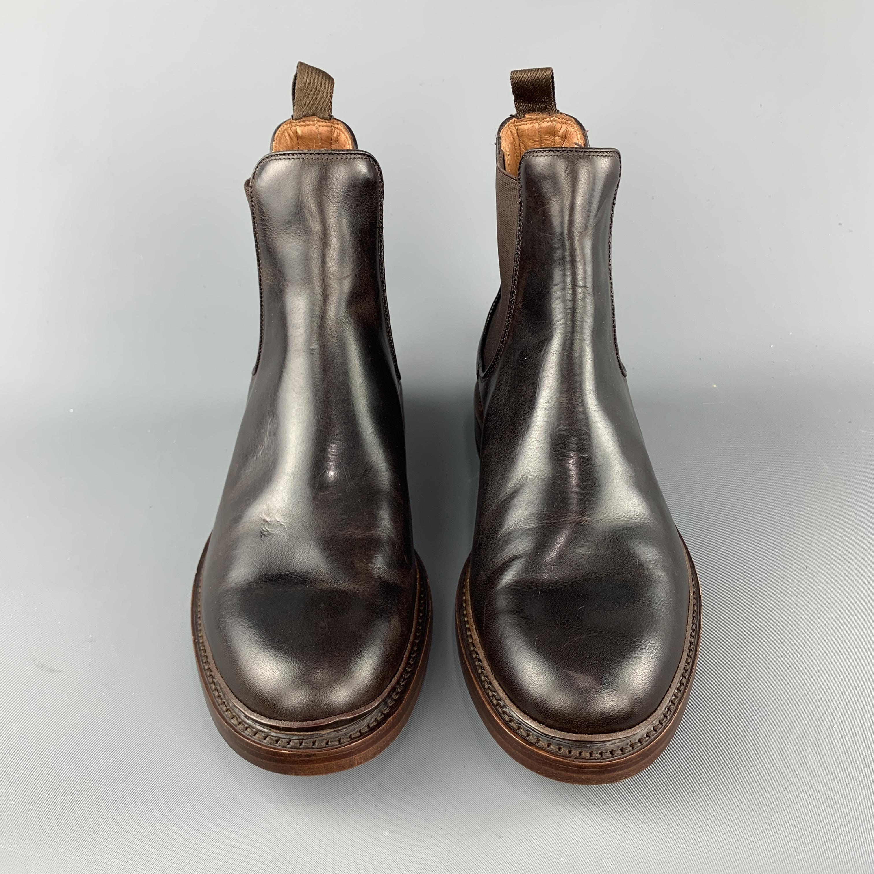  FRYE Size 8.5 Brown Solid Leather Pull On Boots In Excellent Condition In San Francisco, CA